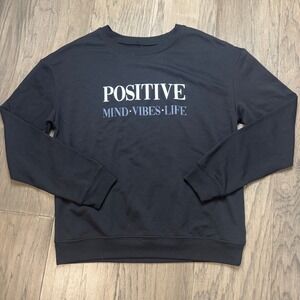 Miken Flow Black Positive Mind Vibes Life Crewneck Sweatshirt Womens Small